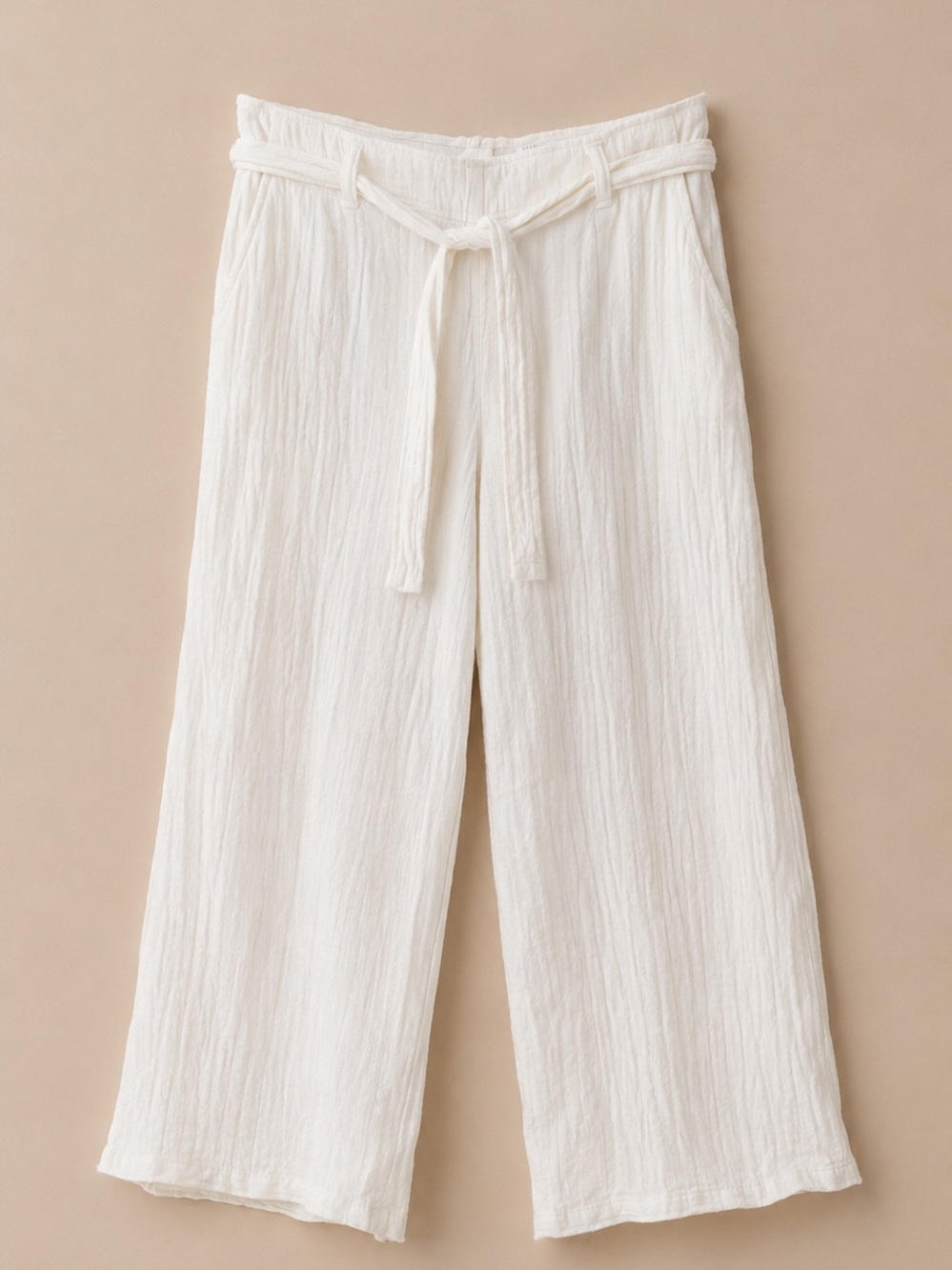 Rhythm. White Linen Blend Wide Leg Coastal Resort Pants Size 8